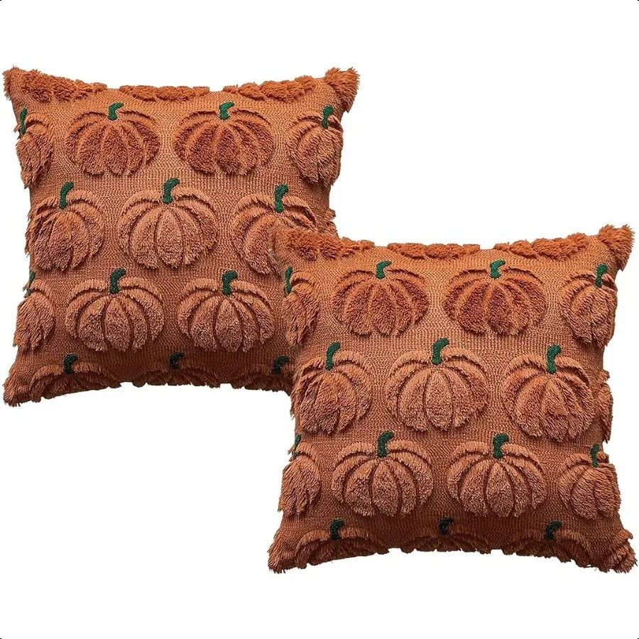 Fall Pumpkin Pillow Covers Set Of 2 Faux Fur Cushions