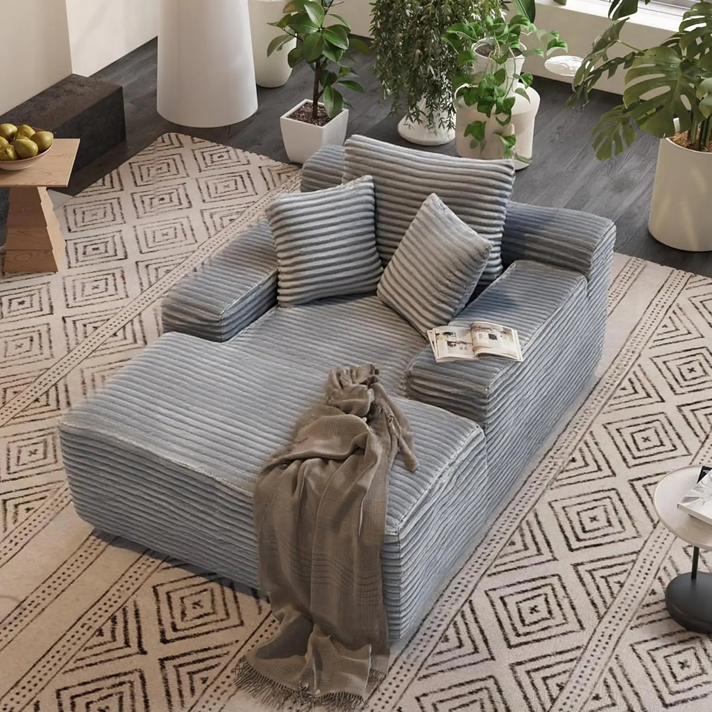 ZHUOTING Cozy Oversized Chaise Lounge Chair With 3 Pillows