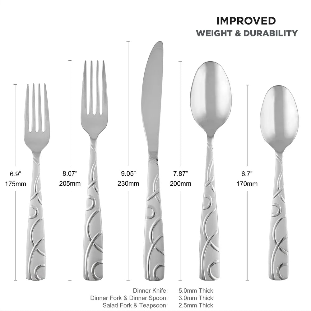 XMSJ 45 Piece Stainless Steel Flatware Set Service For 8 With Serving Pieces