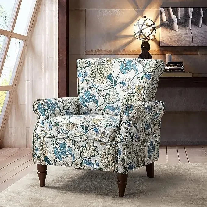 Modern Wingback Accent Chair With Wood Legs And Nailhead Trim