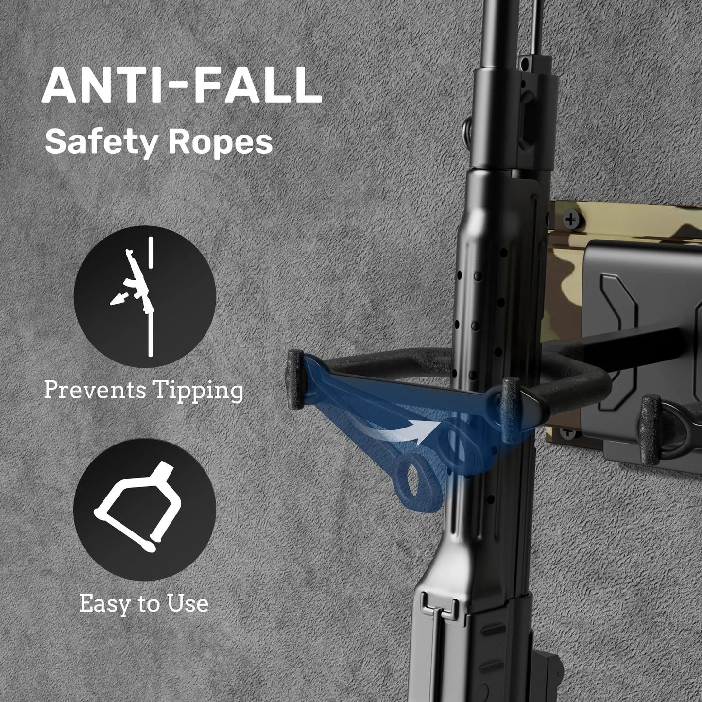 Heavy Duty Steel Gun Rack With Adjustable Slots Wall Mount