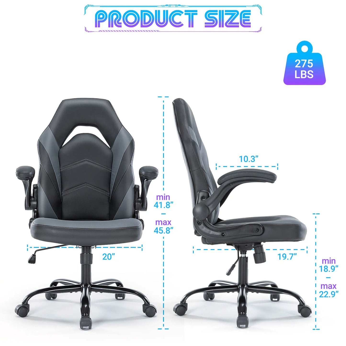 JHK Ergonomic Office Gaming Chair With Premium PolyurethaneLeather Upholstery Quality
