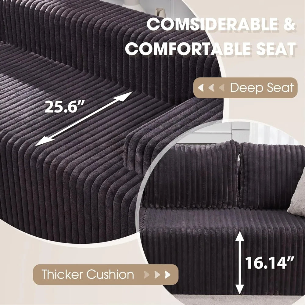 Angduo L-Shaped Modular Sofa High-Density Memory Foam Sectional Velvet Upholstery