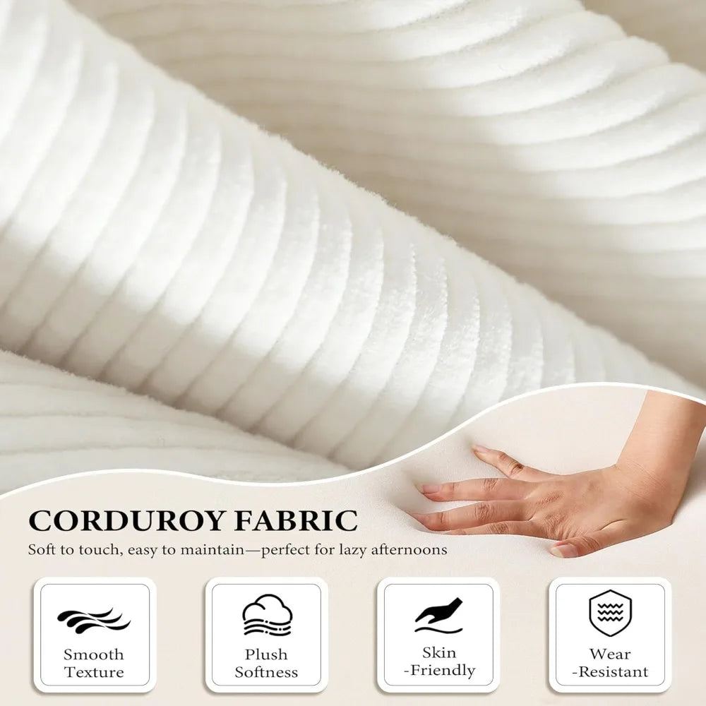 Folding Futon Sofa Bed Couch With Sleeper Corduroy Upholstered