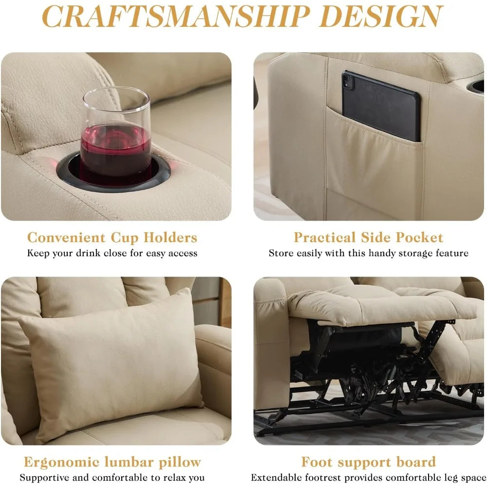 Huanzhuang Loveseat Recliner Sofa Wall Hugger for Small Spaces