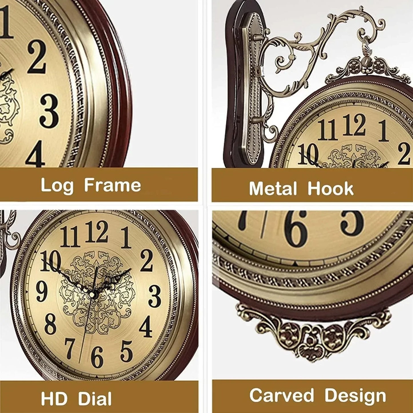 Hign-concerned Alloy European Style Double Sided Wall Clock