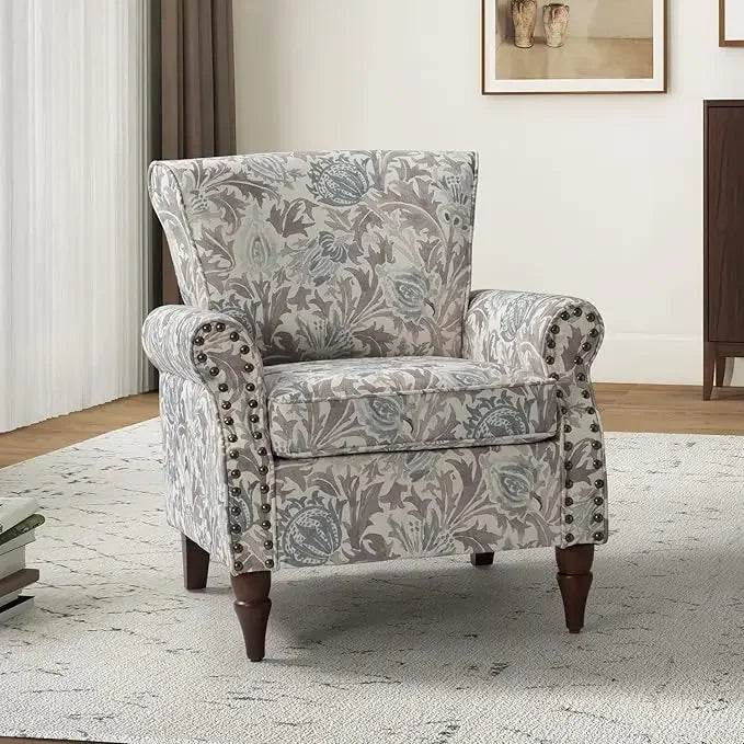 Modern Wingback Accent Chair With Wood Legs And Nailhead Trim
