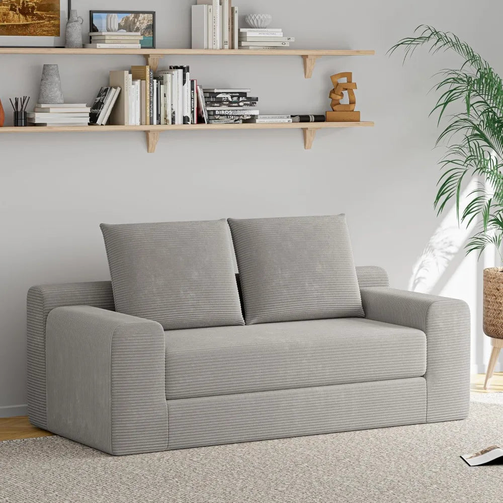 HUANZHUANG Loveseat Sleeper Sofa Bed Modern Corduroy Convertible Couch