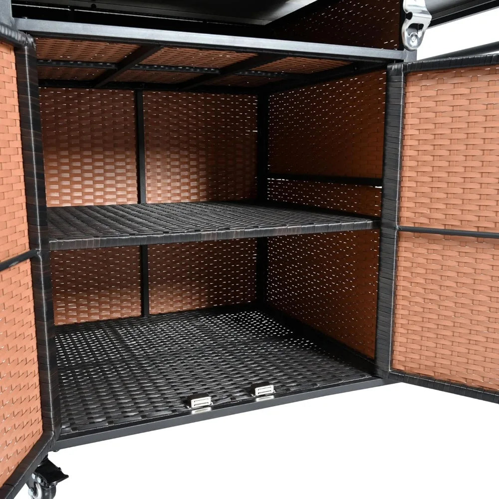 DAFIFY Outdoor Kitchen Island Cart With Foldable Side Table