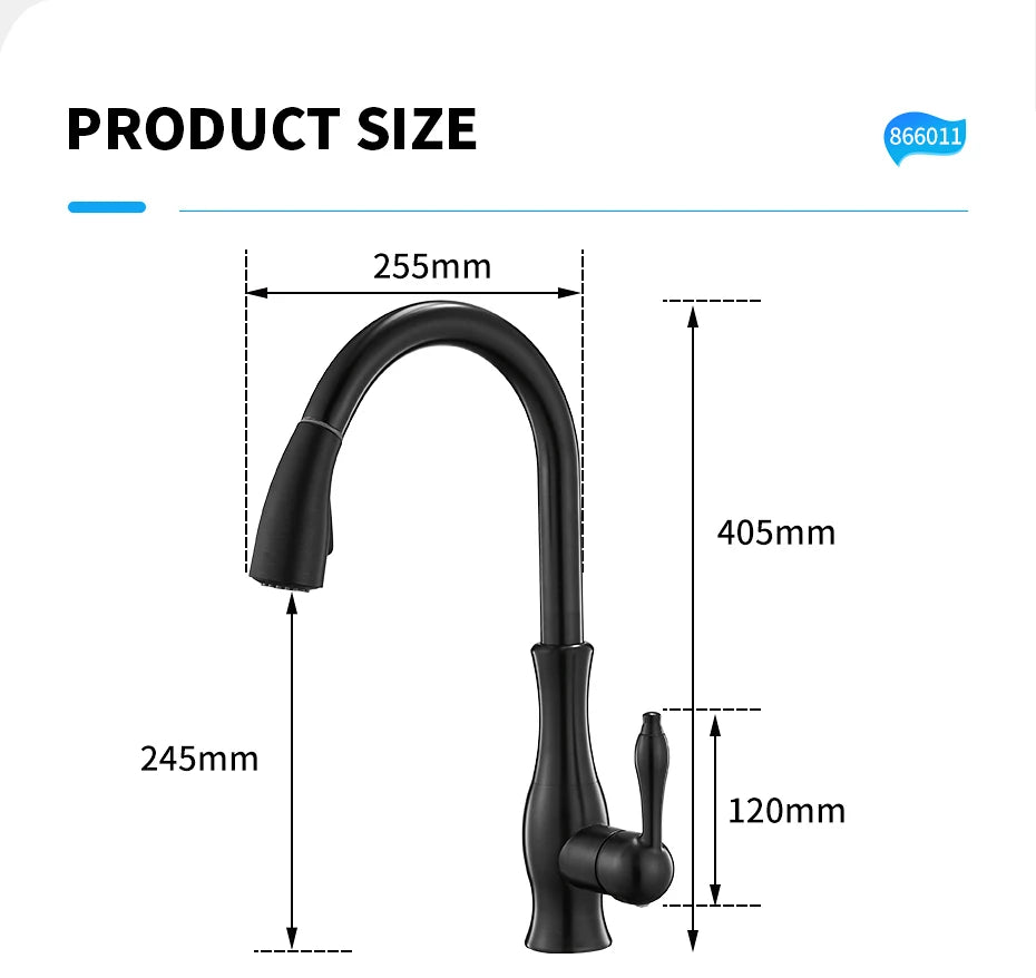WANFAN Kitchen Pull Out Faucet With Single Handle Deck Mounted Mixer Tap 866011
