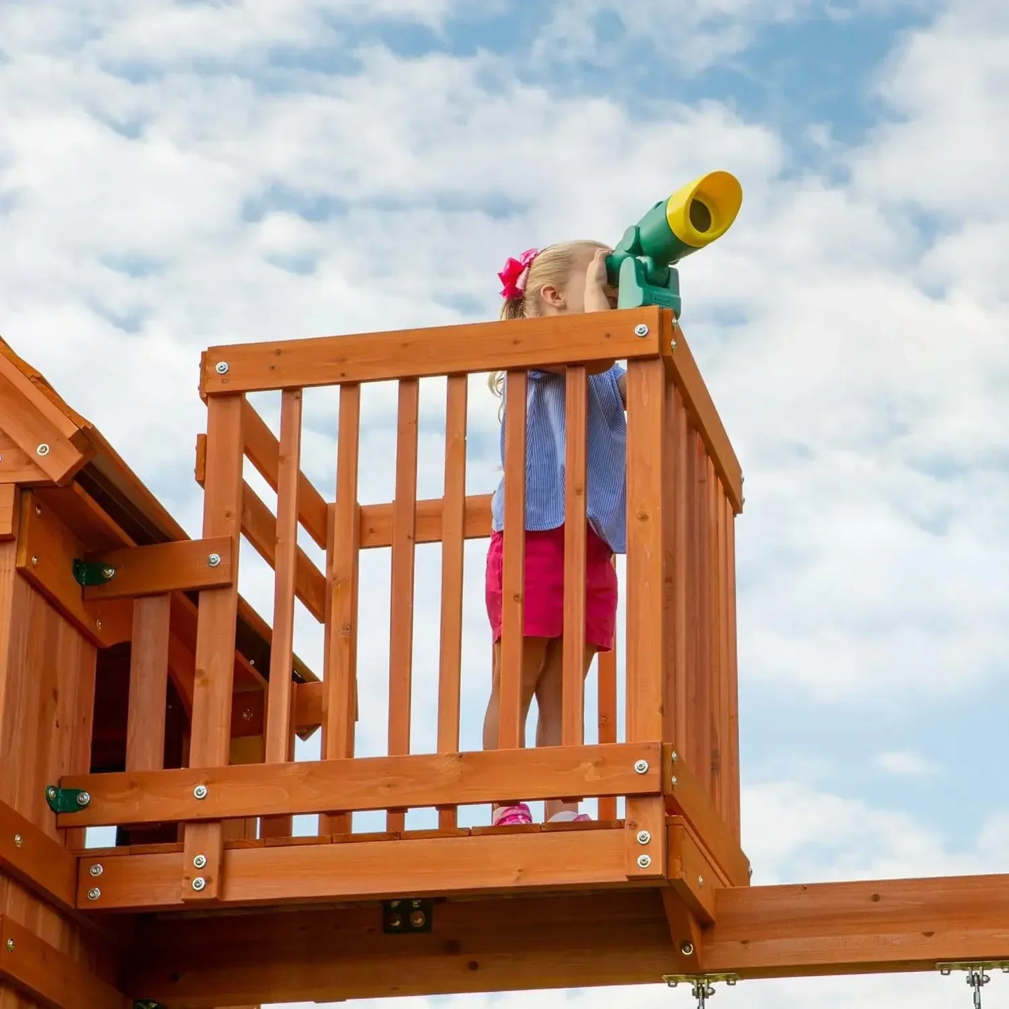 Angie's Home Store Cedar Wood Swing Set With Wave Slide And Clubhouse