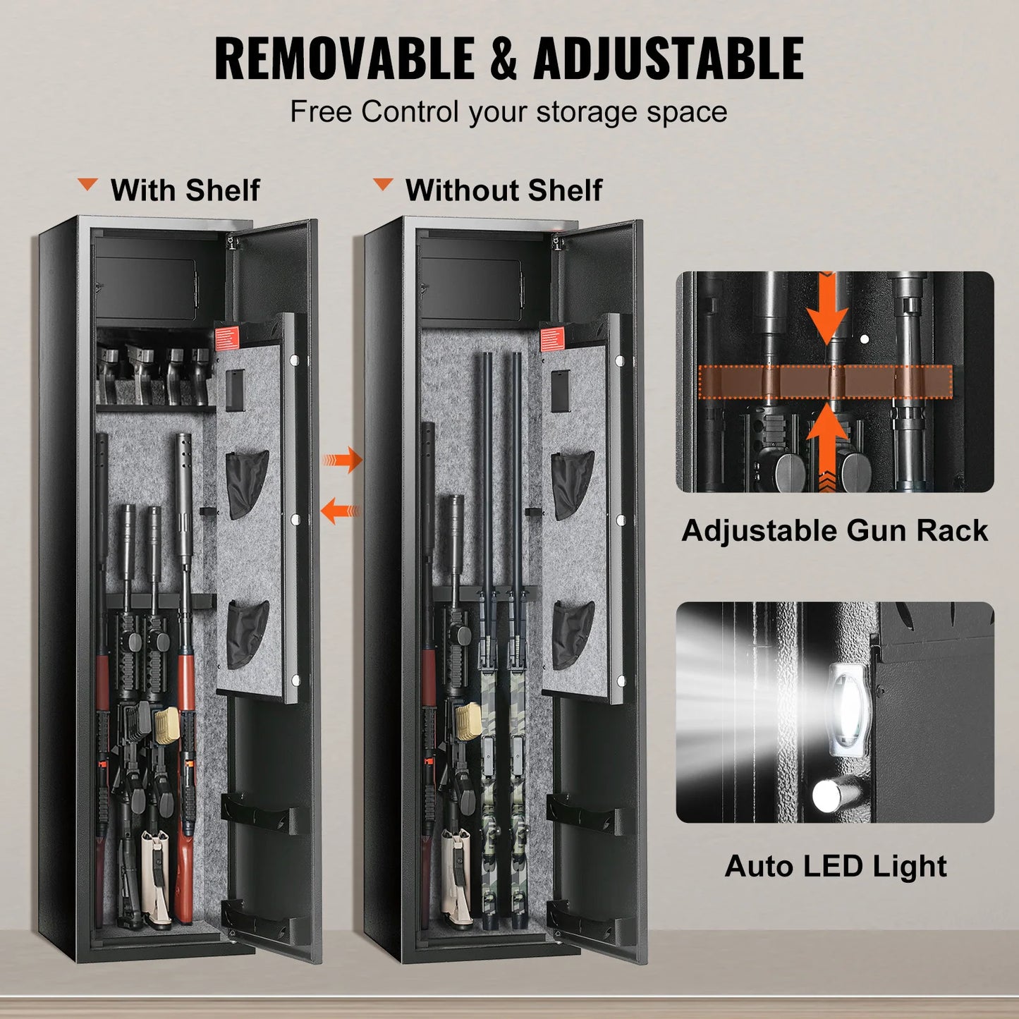 SucceBuy Rifle Gun Safe With Digital Keypad And Removable Shelf