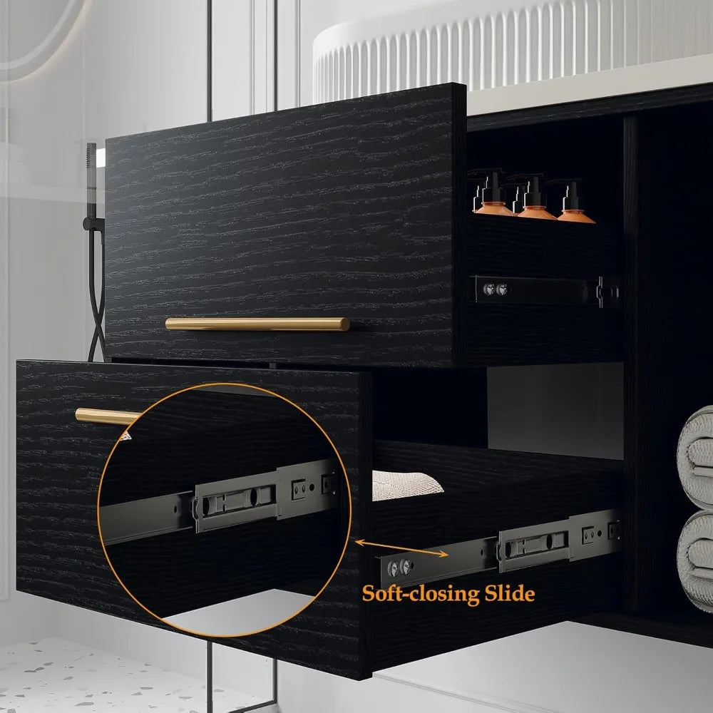 ZHUXIANG Modern Floating Bathroom Vanity With Premium Ceramic Basin