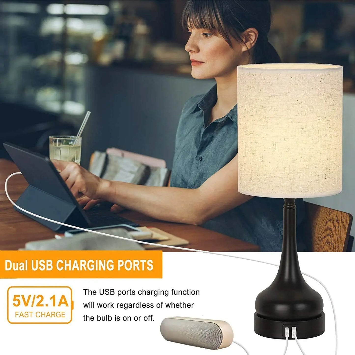 Angie's Home Store Bedside Lamp Duo With USB Charging Ports