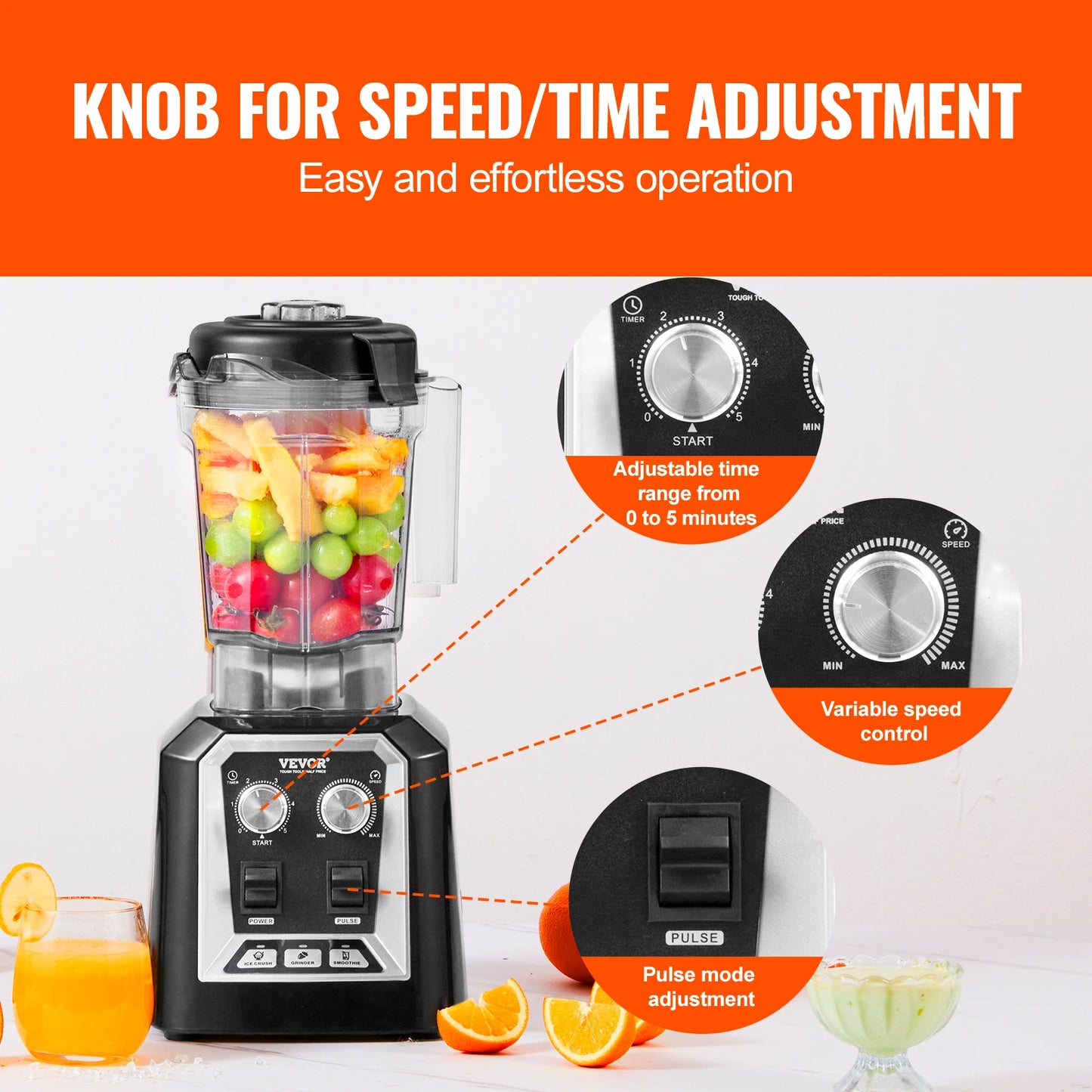 SucceBuy Stainless Steel Countertop Blender For Smoothies And Food