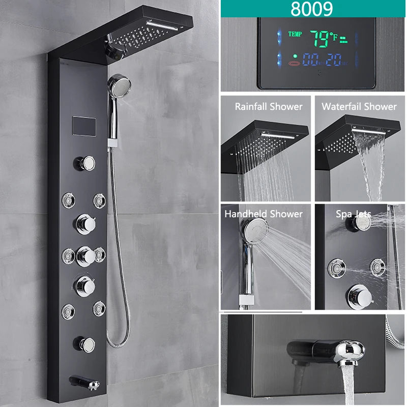 Wanmivezlo LED Bath Shower Faucet Set With Temperature Screen