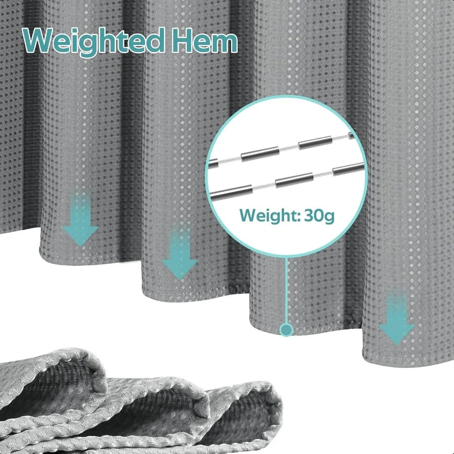 CraftOfWeaving3In1ShowerCurtainSetWithLinerAndHooksDoubleSidedPremiumQuality258GSM