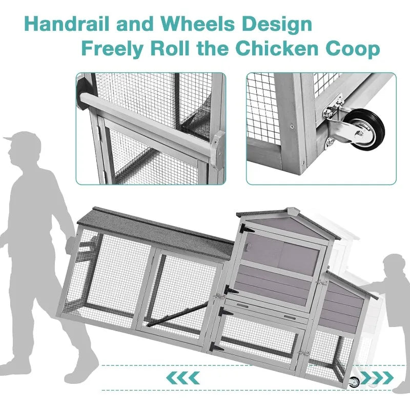 Mobile Chicken Coop With Wheels Outdoor Hen House Poultry Cage