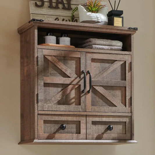 XMSJ Bathroom Wall Cabinet Farmhouse Medicine Cabinet Double Barn Doors