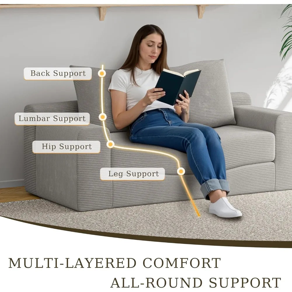 HUANZHUANG Loveseat Sleeper Sofa Bed Modern Corduroy Convertible Couch