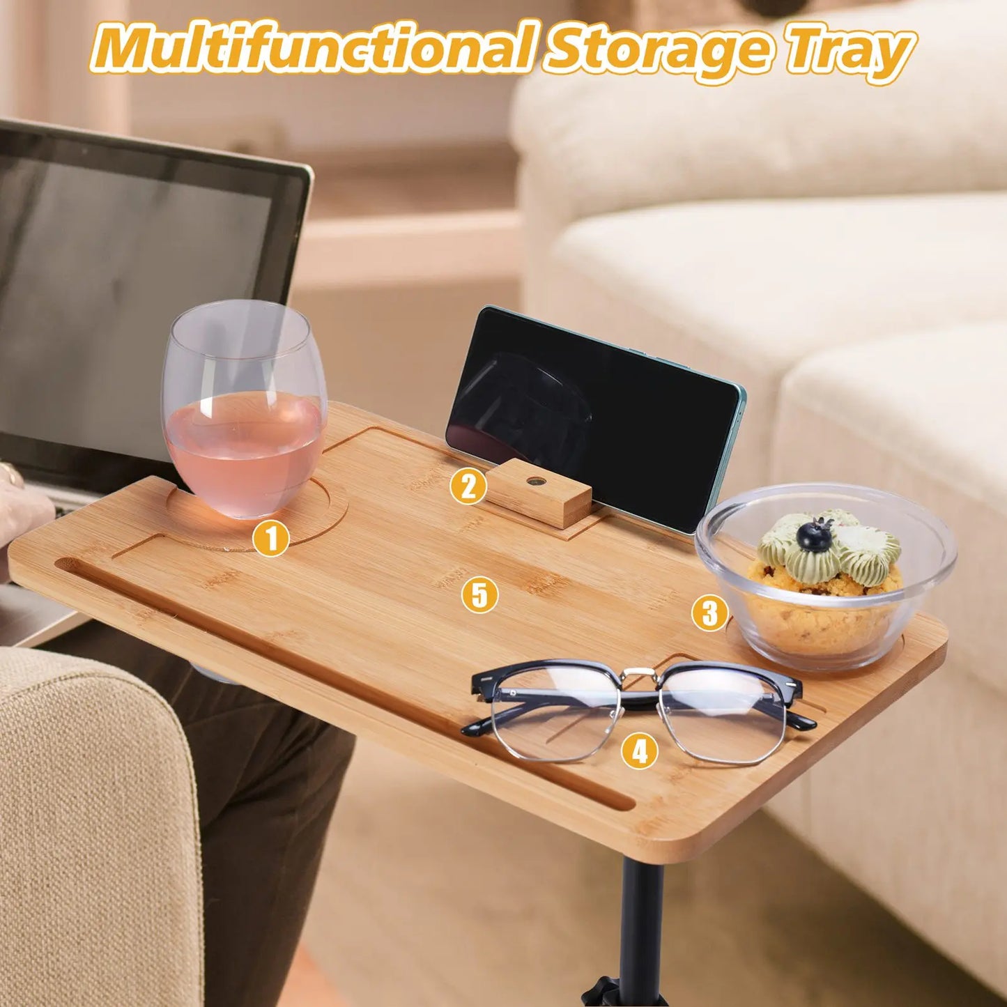 Angies Home Store Adjustable Height Sofa Side Table And Bath Tub Tray Stand Multi Purpose Furniture Living Room