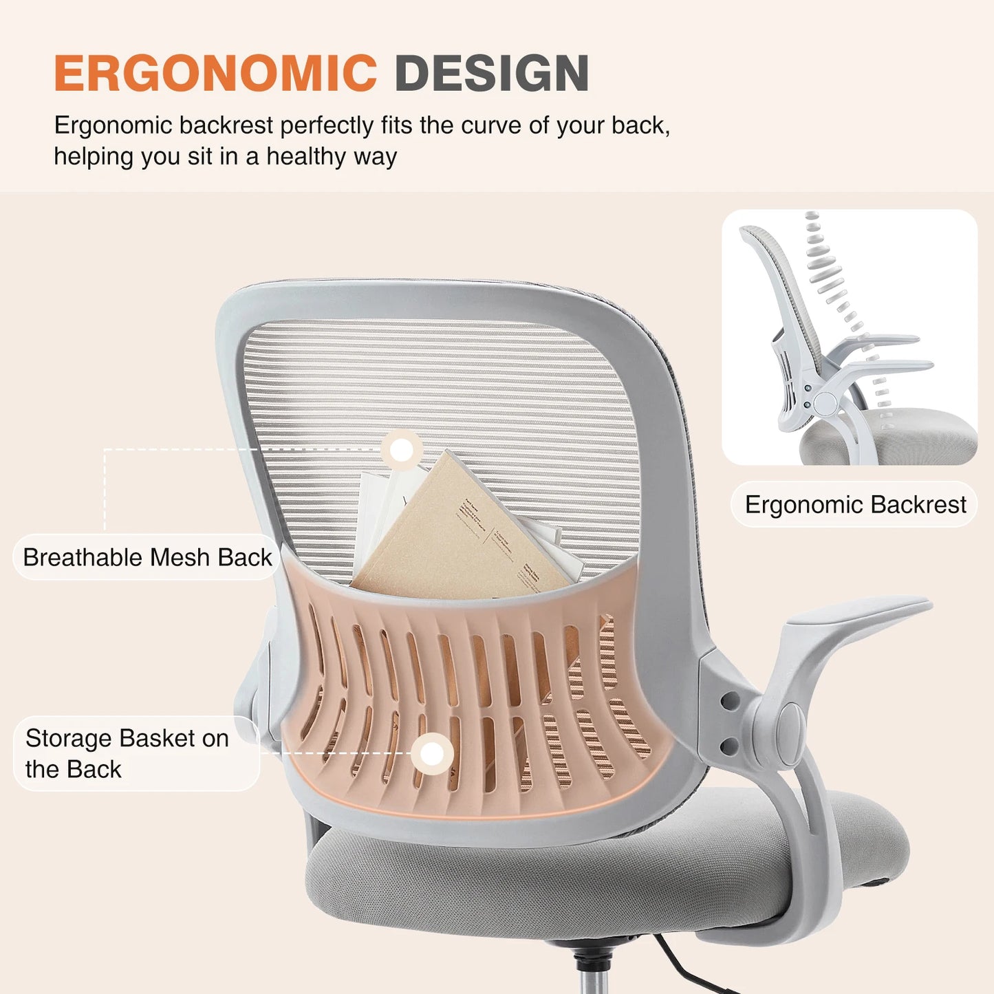 Angie's Home Store Ergonomic Mesh Office Chair With Adjustable Height