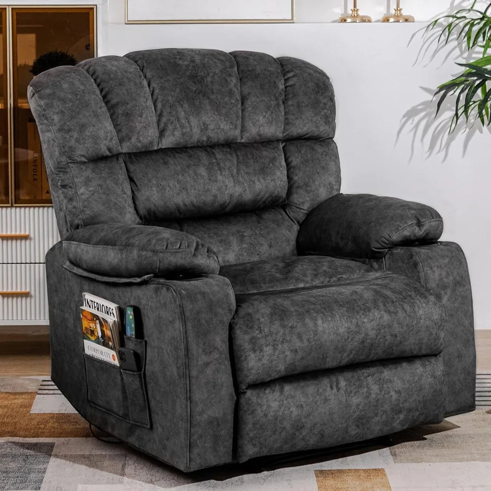 XMSJ Ergonomic Recliner Chair Cup Holders And Side Pocket
