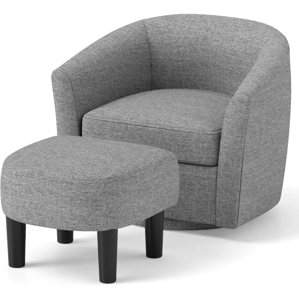 RBXC Swivel Barrel Chair With Ottoman And Footrest