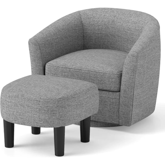 RBXC Swivel Barrel Chair With Ottoman And Footrest