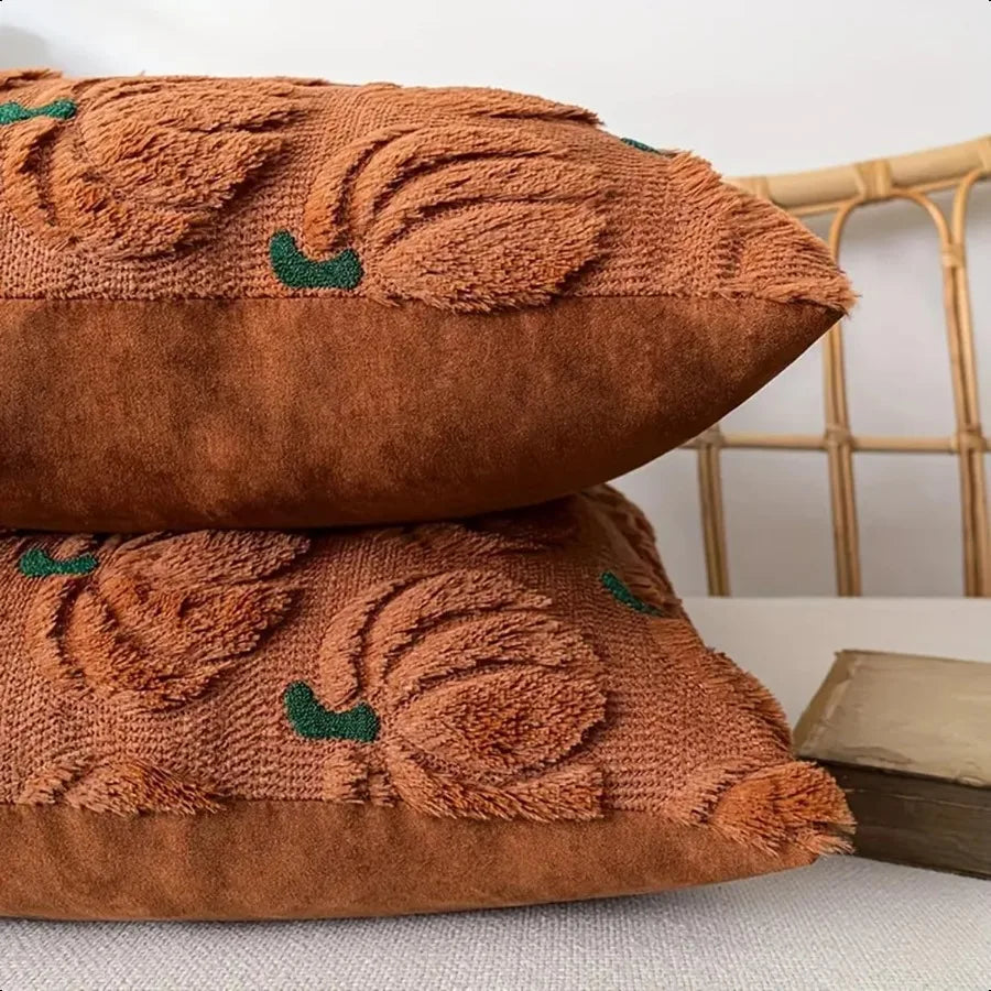 Fall Pumpkin Pillow Covers Set Of 2 Faux Fur Cushions