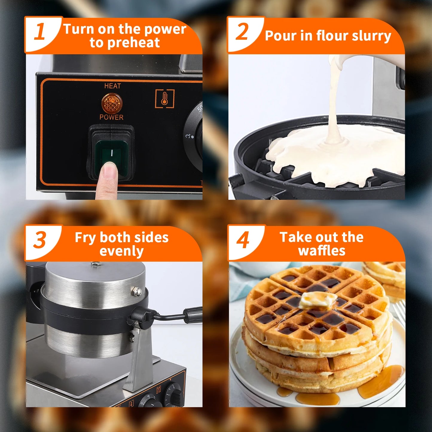 Acekool Electric Waffle Maker With Time Temperature Control