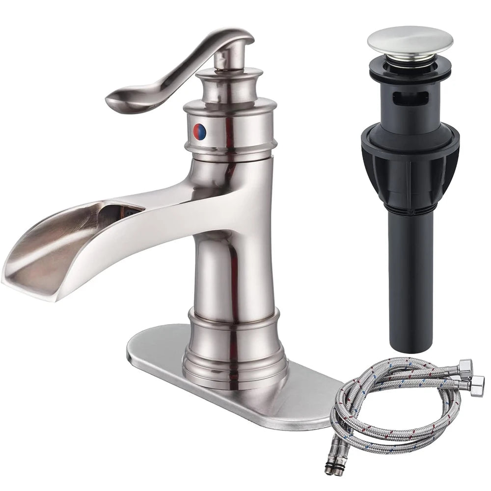 Quyanre Waterfall Bathroom Faucet Single Handle Lavatory Mixer