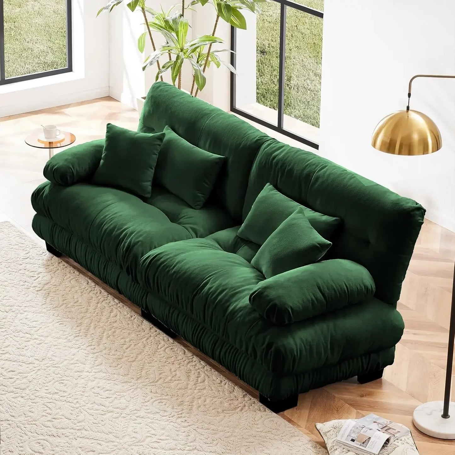 HUANZHUANG Velvet Modular Loveseat Sofa for Living Room