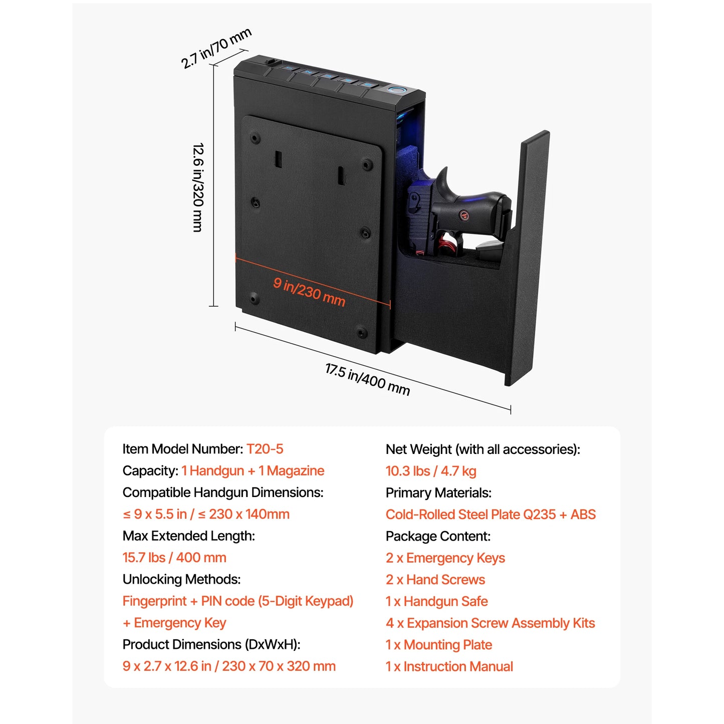 SucceBuy Gun Safe Slider 3Way With Fingerprint Code Key LED