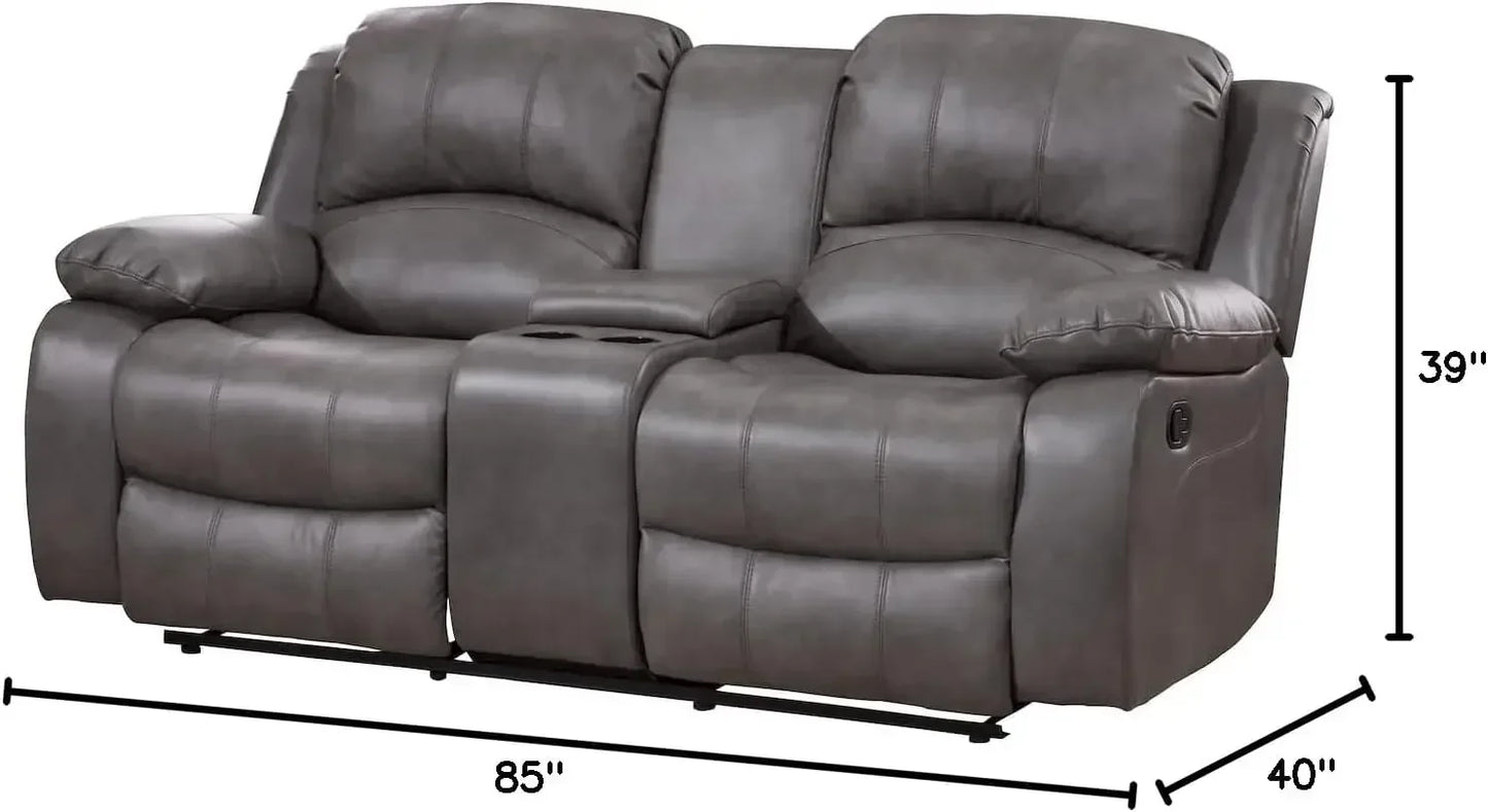2PC Leather Air Reclining Sofa Loveseat Set 8018 For Home