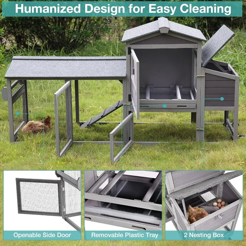 Mobile Chicken Coop With Wheels Outdoor Hen House Poultry Cage