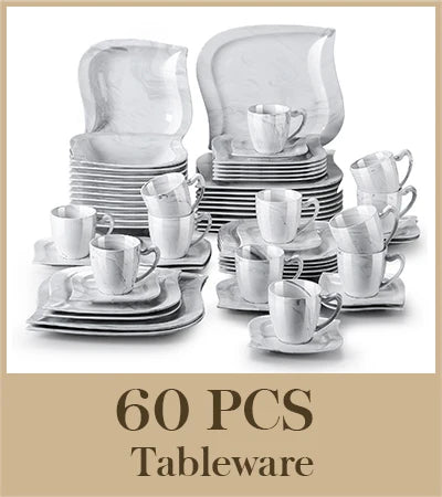 MALACASA Porcelain Dinner Set With Cups And Saucers Tableware