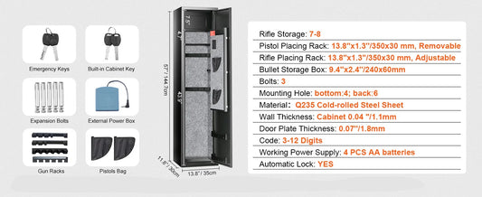 SucceBuy Rifle Gun Safe With Digital Keypad And Removable Shelf