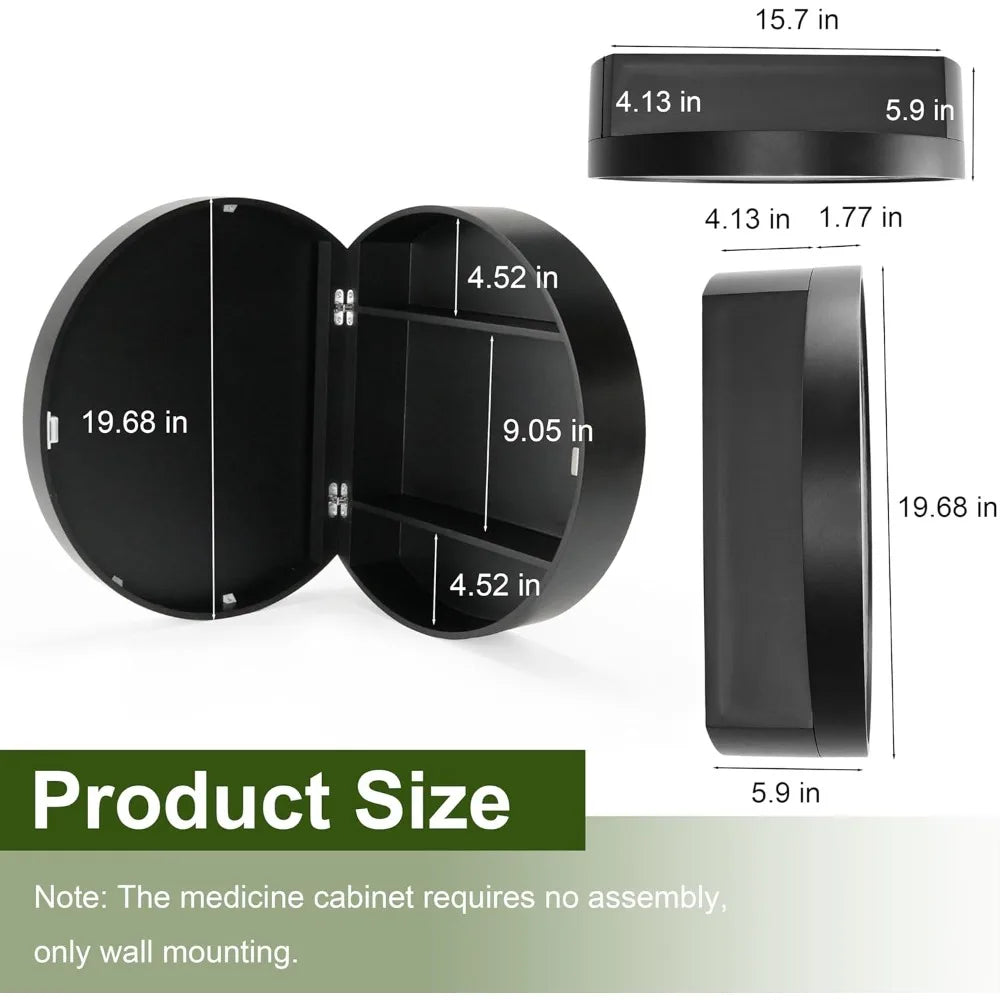 Round Arched Medicine Cabinet Mirror With Storage And Wall Mount