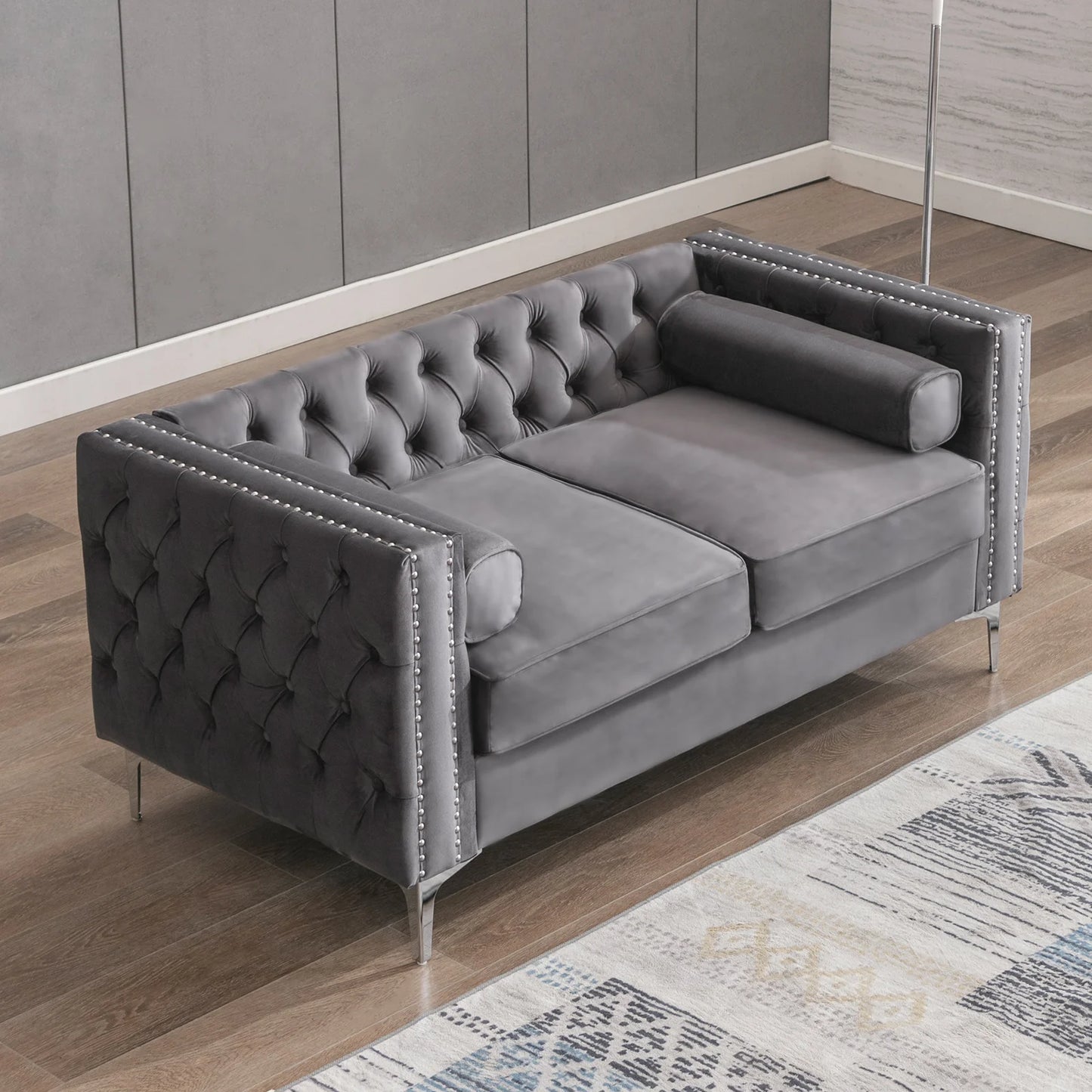 HORGAEO Convertible Sectional Sofa Set With Storage Ottoman