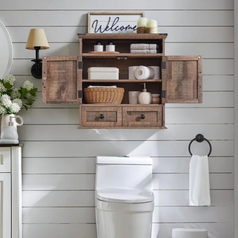 XMSJ Bathroom Wall Cabinet Farmhouse Medicine Cabinet Double Barn Doors