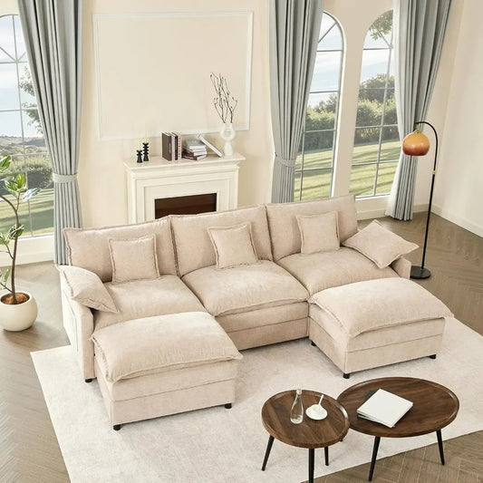 Angduo Modular U Shaped Sofa With Movable Ottoman Sectional