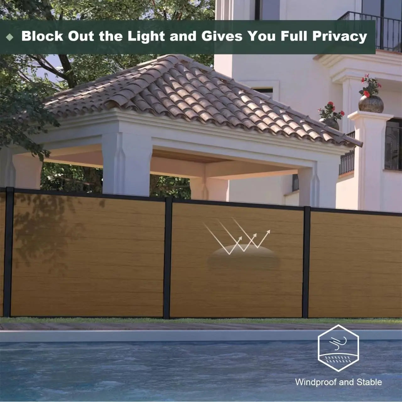 XMSJ Outdoor Privacy Fence Panels Wind Resistant Wood Plastic Composite