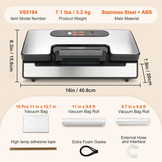 SucceBuy Vacuum Sealer Machine 90Kpa 130W With Free Vacuum Bags