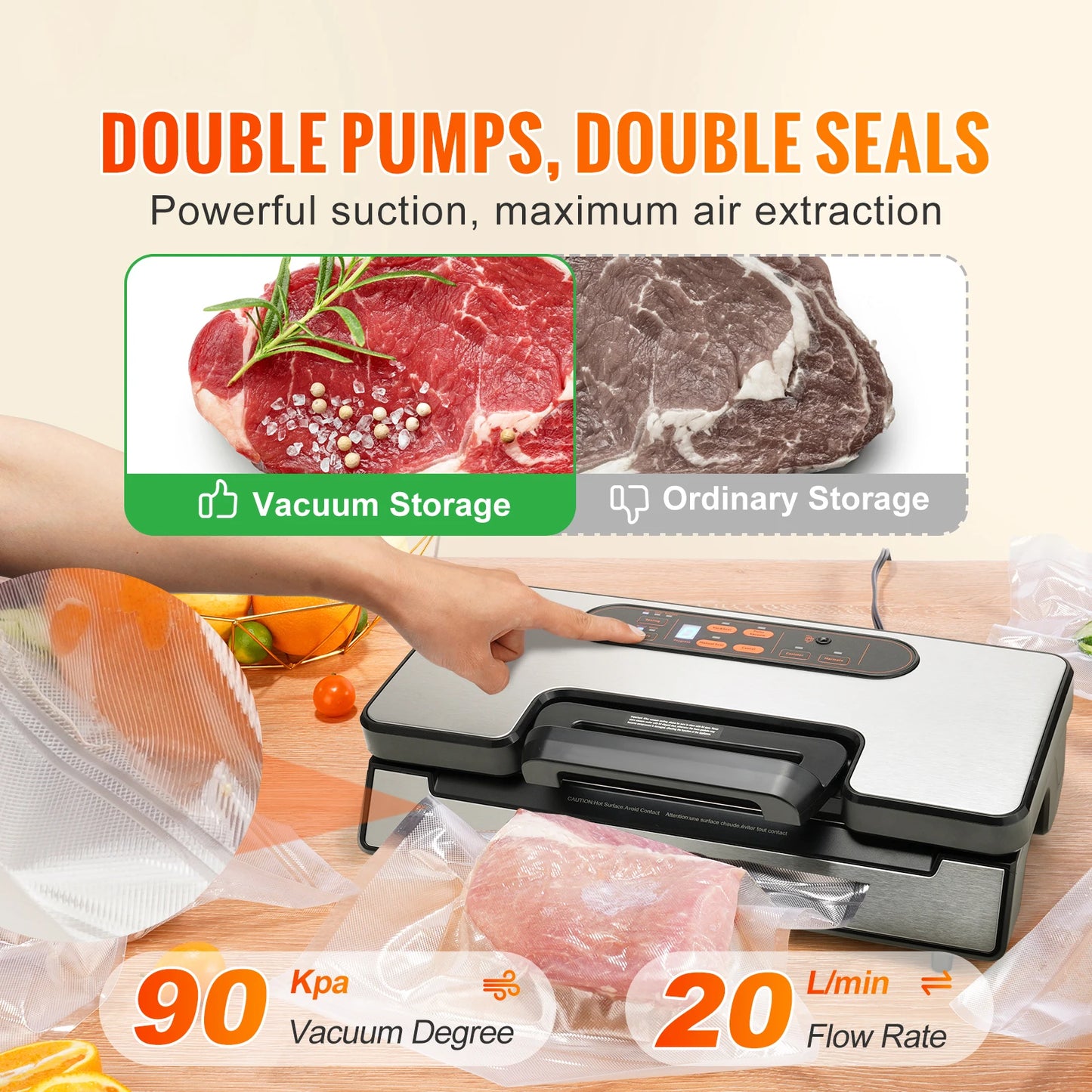SucceBuy Vacuum Sealer Machine 130W Free Bags Included