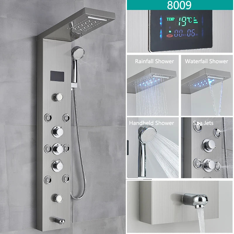 Wanmivezlo LED Bath Shower Faucet Set With Temperature Screen