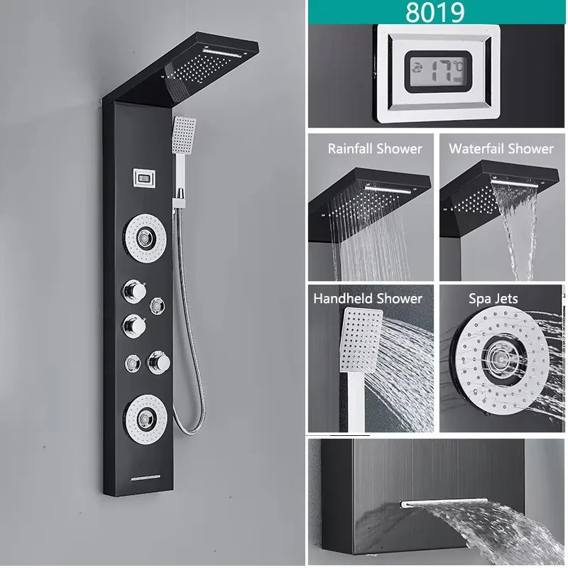 Wanmivezlo LED Bath Shower Faucet Set With Temperature Screen