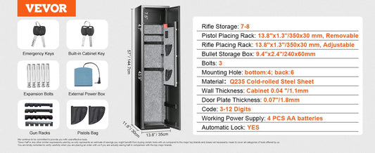 SucceBuy Gun Safe Cabinet With Digital Keypad And Removable Shelf