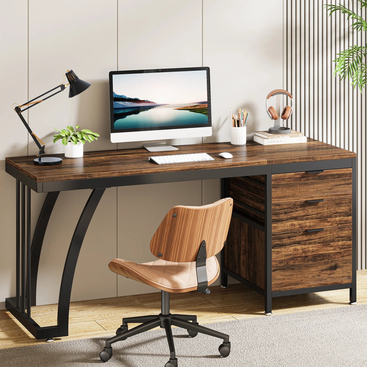 Tribesigns Computer Desk With 3 Drawers And Reversible Drawers