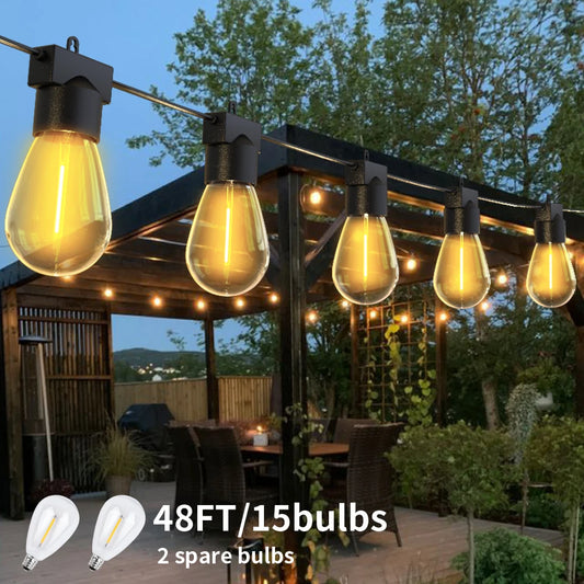 Burhui LED Outdoor Garden Light String 2 Pack Festoon Lights for Weddings